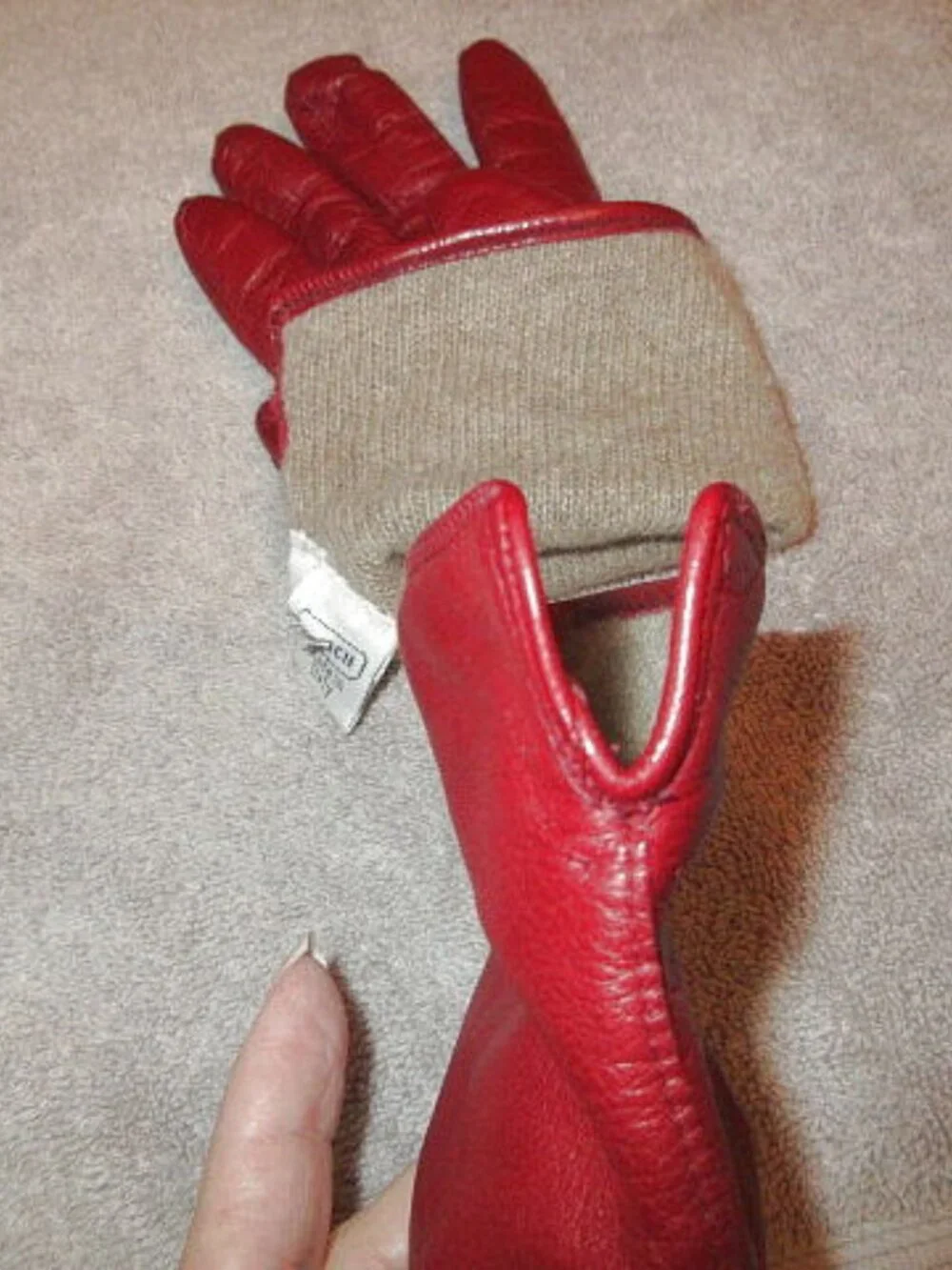 Vtg Coach Kidskin Leather Gloves Size 6 1/2 Cashmere Lined Driving Red 80s 90s